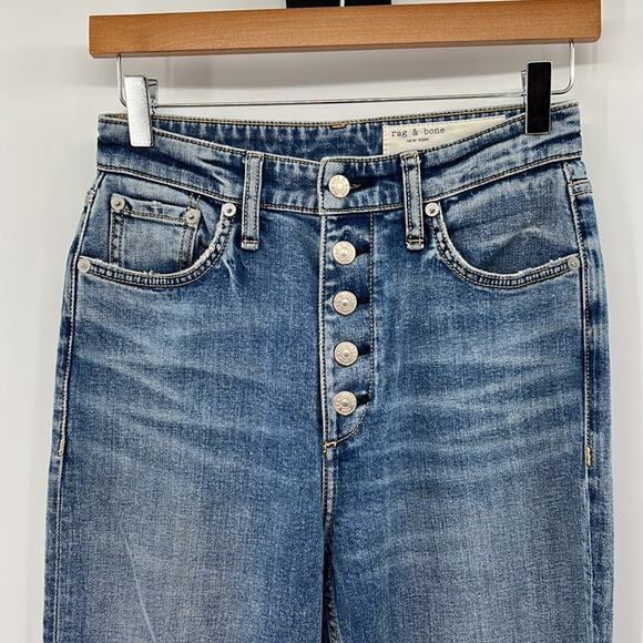 Rag & Bone Exposed Button Fly Straight Leg Raw Hem Jeans - Monterosso - 25 - Picture 2 of 9